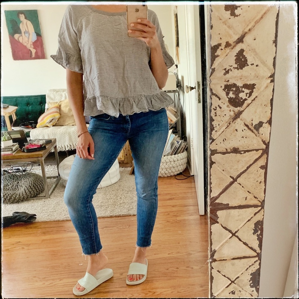 Elizabeth & James Striped Ruffled Tee